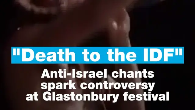 Video thumbnail for Anti-Israel chants spark controversy at the Glastonbury music festival