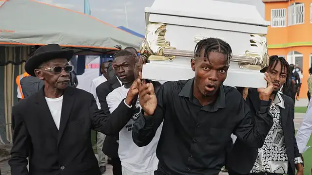 'Video thumbnail for Haiti mourns victims killed by drone attack targeting gangs in Port-au-Prince'