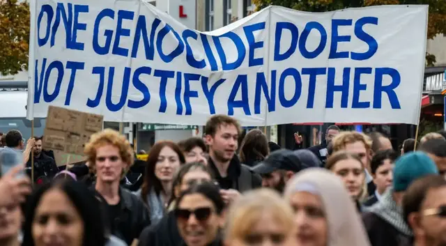 'Video thumbnail for ‘One genocide doesn't justify another’: German public turns on Israel arms sales over Gaza'