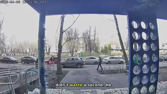 Video thumbnail for Scooter Boy Nearly Hit by Car in Russian Park