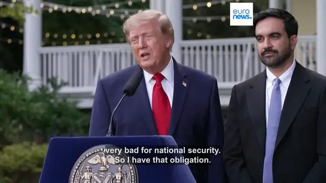 Video thumbnail for “They never boycott me”: Trump responds to TV networks’ boycott at press conference with Mamdani