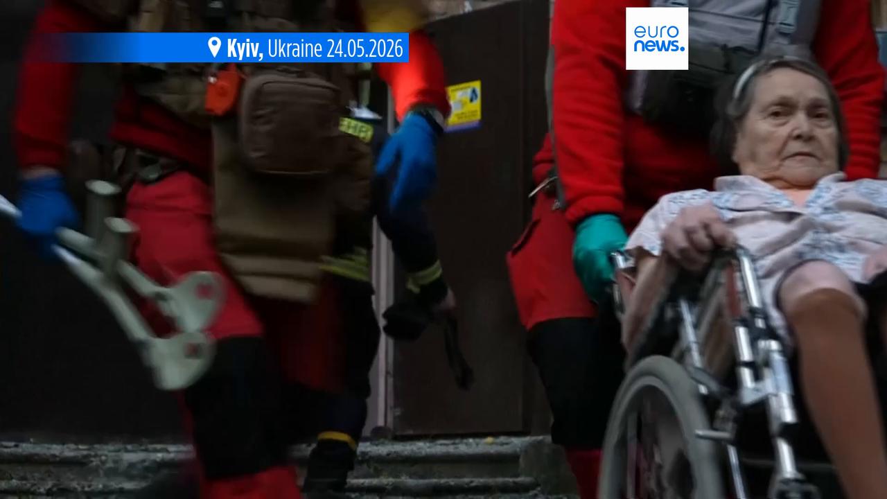 Video thumbnail for At least four killed after massive Russian drone and missile attack on Kyiv