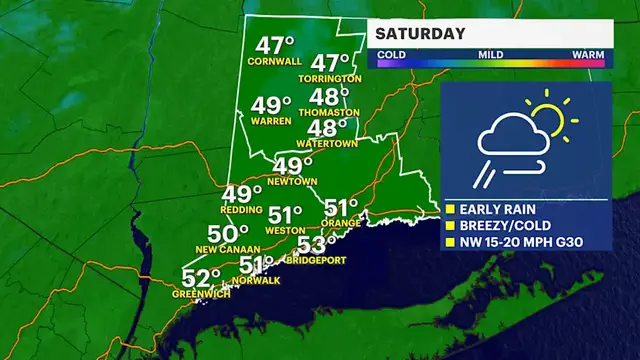 Video thumbnail for Strong cold front delivers a mid-November feel to western Connecticut starting Saturday