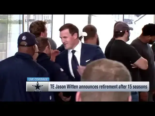 Video thumbnail for law nation sports: jason witten arrives at retirement conference with family