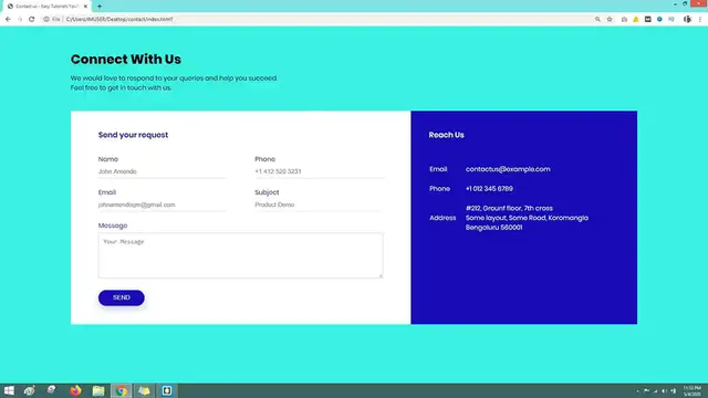Video thumbnail for How To Make A Contact Us Page Using HTML And CSS In 10 Minutes