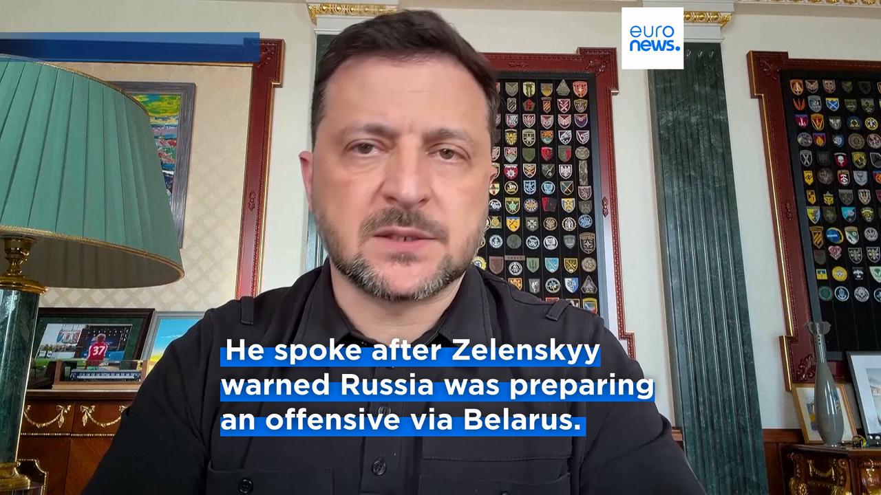 Video thumbnail for Lukashenka offers to meet Zelenskyy as Ukraine warns of Russia's new offensive through Belarus