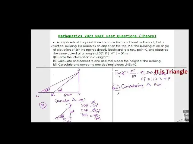 Video thumbnail for Mathematics 2023 WAEC Past Questions & Solution (Theory)
