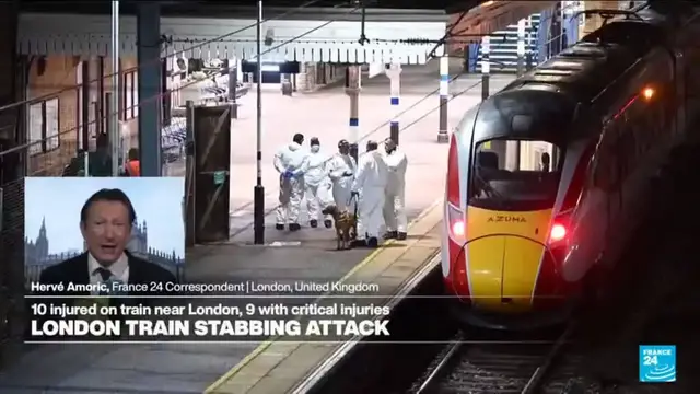 'Video thumbnail for UK: Police arrest two suspects in mass train stabbing that leaves 10 wounded'