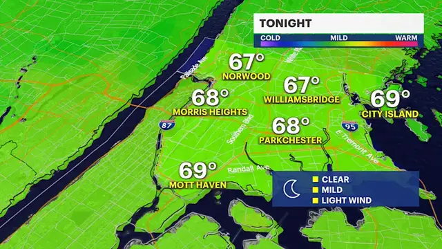 Video thumbnail for Sunny skies and warm temperatures for Monday before extreme heat returns to the Bronx