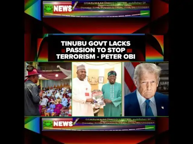 Video thumbnail for Tinubu Govt Lacks Passion To Stop Terrorism - Peter Obi