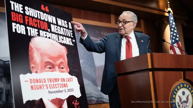 'Video thumbnail for Schumer may give Democrats green light to fund government after election win'