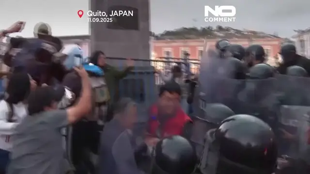 'Video thumbnail for Clashes erupt in Quito as protesters demand president Noboa’s resignation'