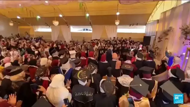 'Video thumbnail for Gaza's students celebrate their graduations after two years of war and amid ongoing hardship'