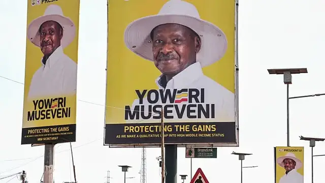 Video thumbnail for Museveni leads Uganda presidential vote with 61.7 percent in early count