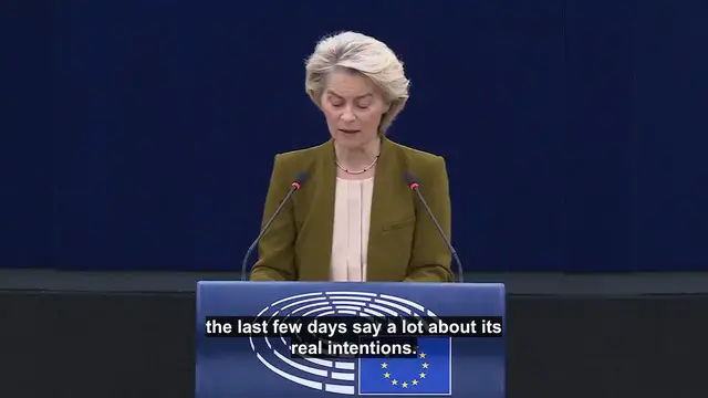 Video thumbnail for Ukraine talks: 'Europe must keep pressure on Russia', von der Leyen says