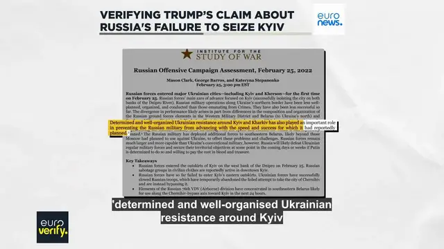 'Video thumbnail for Debunking Trump's account of Russia's failed bid to seize Kyiv'