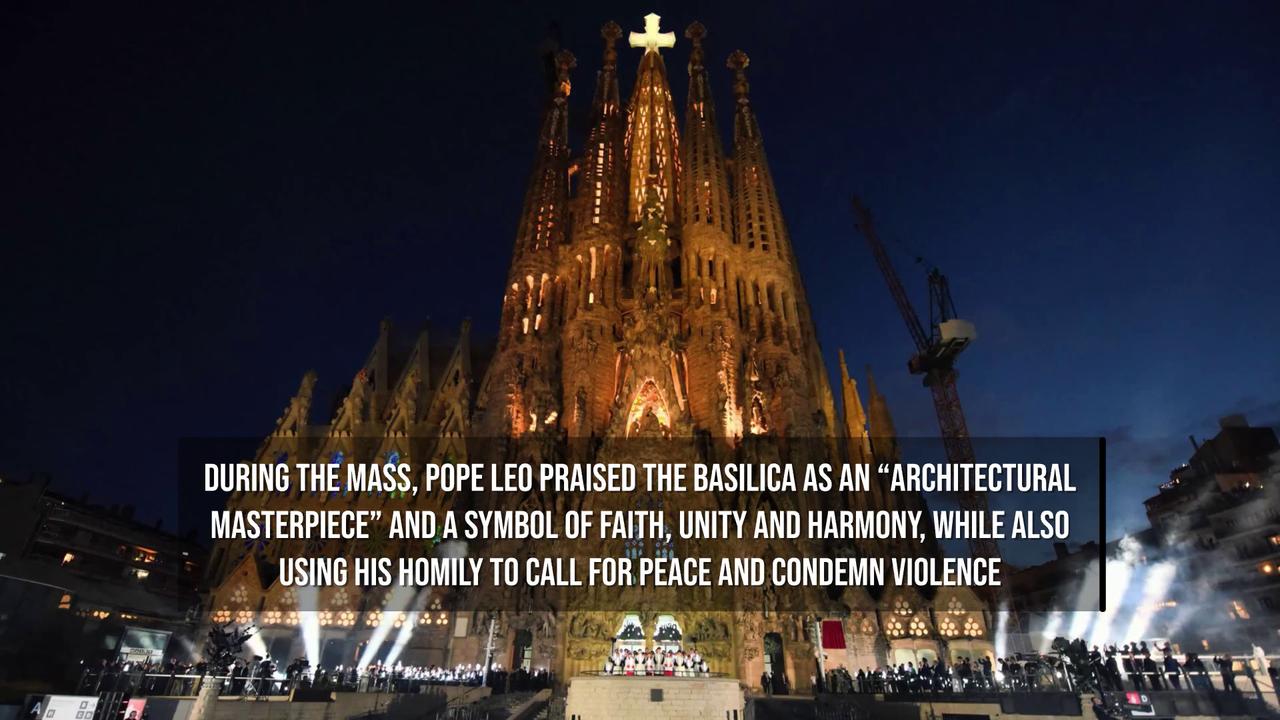 Video thumbnail for Pope Leo Blesses Sagrada Família's Landmark New Tower in Historic Barcelona Ceremony.
