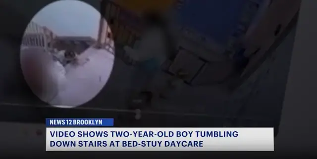 Video thumbnail for Brooklyn mother outraged after video shows toddler tumble down stairs at Bed-Stuy daycare
