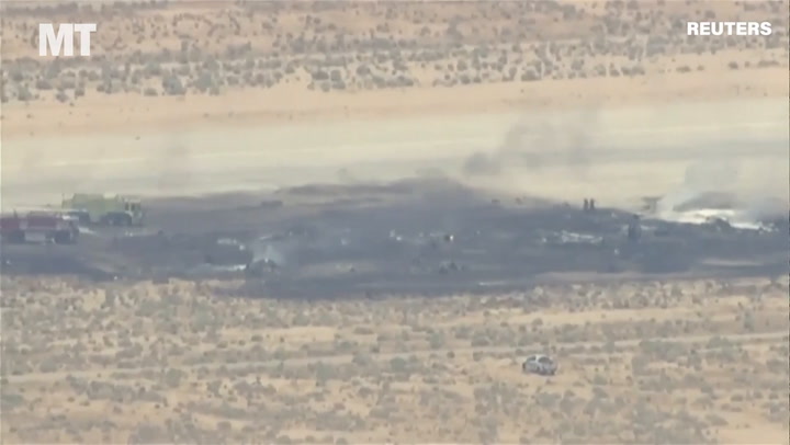 Video thumbnail for Video shows aftermath of B-52 Stratofortress crash at Edwards Air Force Base