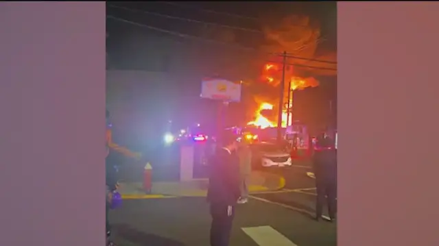 Video thumbnail for Fire rips through multiple businesses in Hillside, NJ