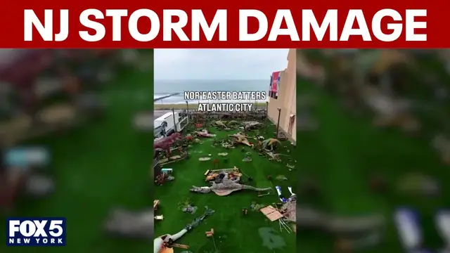 Video thumbnail for Drone video shows Atlantic City, NJ storm damage after nor'easter