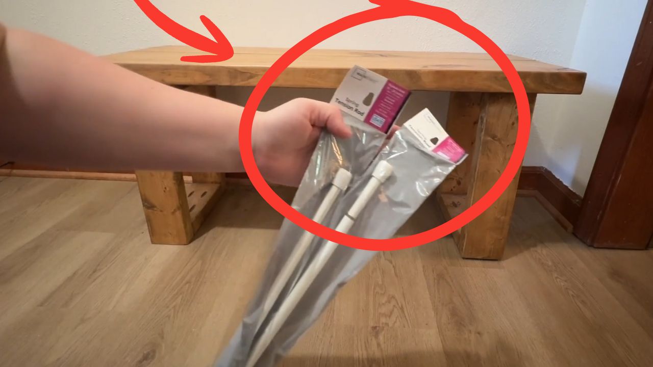 Video thumbnail for Stick a Walmart tension rod under a bench (this is GENIUS!)