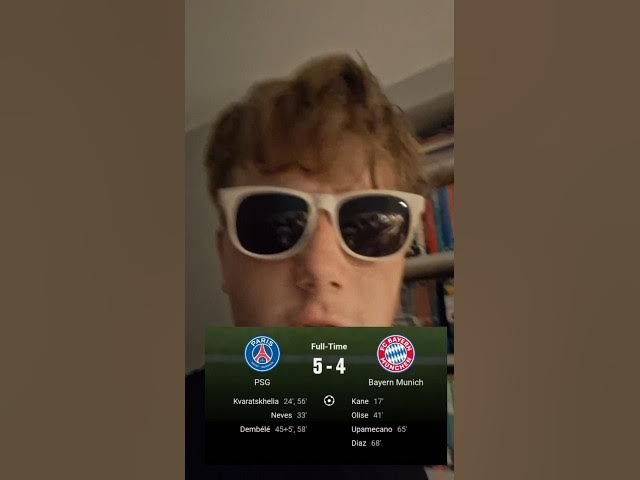 Video thumbnail for psg 5 - 4 Bayern munich #psg #bayern #bayernmunich #subscribe #championsleague #harrykane #dembele