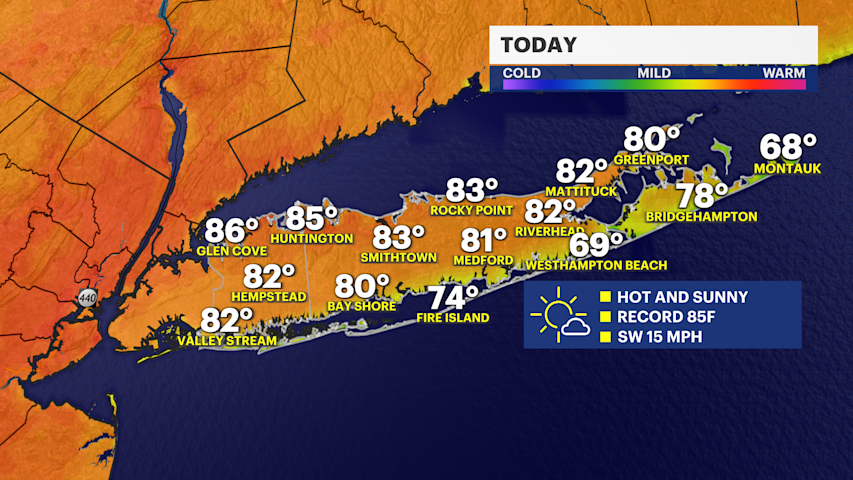 Video thumbnail for Long Island Forecast: Near record high temperatures expected today, cool Memorial Day weekend possible