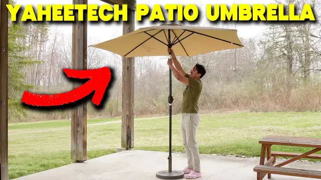 Video thumbnail for Yaheetech 9FT Patio Umbrella Assembly And Test