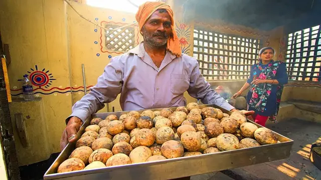 'Video thumbnail for Indian Street Food in Varanasi, India! VEGETARIAN Food + RARE COW DUNG BAATI in Benares!'