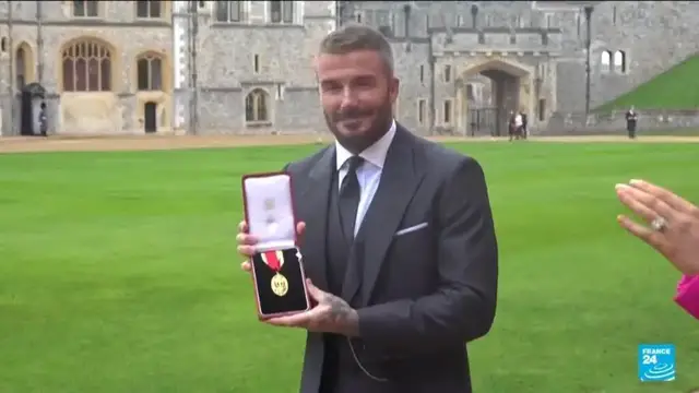 'Video thumbnail for David Beckham made a knight by King Charles for services to sport and charity'
