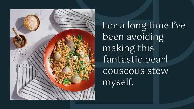 Video thumbnail for Moghrabieh: Lebanese pearl couscous stew