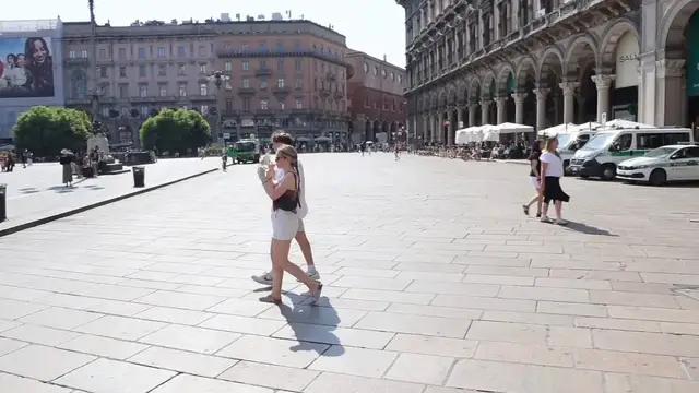 Video thumbnail for Italy: Residents and tourists seek relief as Milan temperatures near 40C.