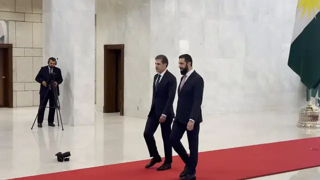 Video thumbnail for Syria: Iraqi Kurdish regional leader meets Syrian president on 1st visit to Damascus.