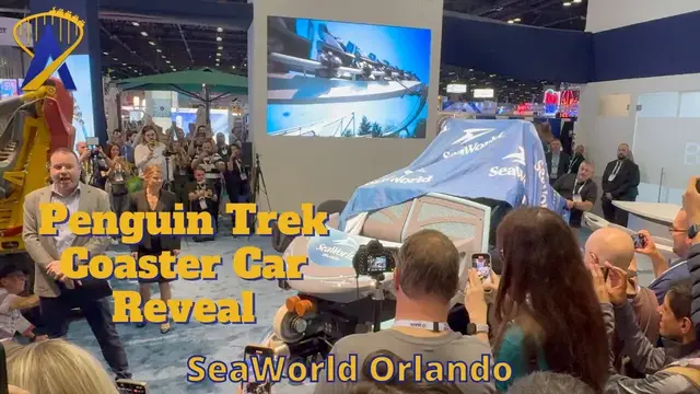 Video thumbnail for Penguin Trek Coaster Car Reveal for SeaWorld Orlando at IAAPA Expo 2023