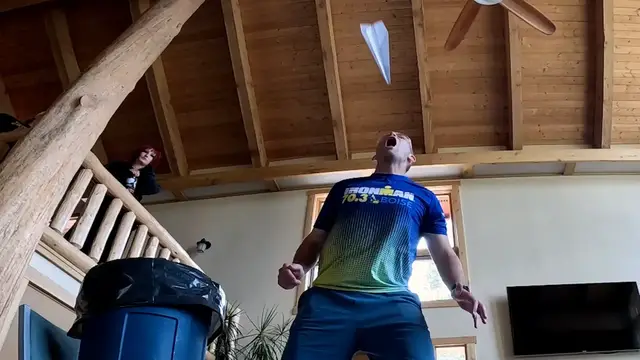 Video thumbnail for Most paper aircraft caught by mouth in one minute - 20 by David and Ali Rush