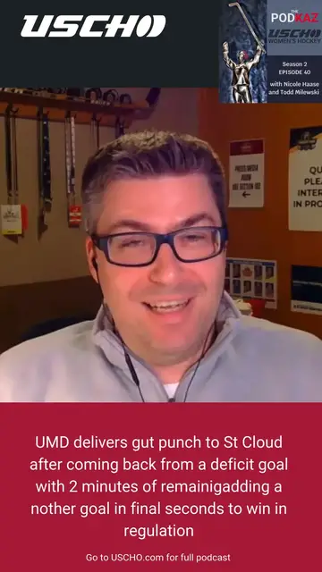 Video thumbnail for UMD issues gut punch to St Cloud Women's hockey scoring 2 late in regulation for win