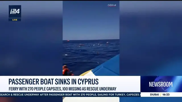 Video thumbnail for Passenger boat sinks in Cyprus: Ferry with 270 people capsizes, 100 missing as rescue underway