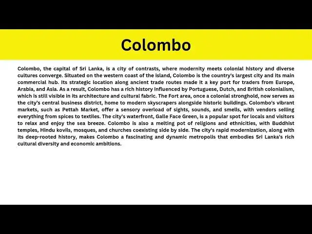 Video thumbnail for Short Paragraph on Colombo
