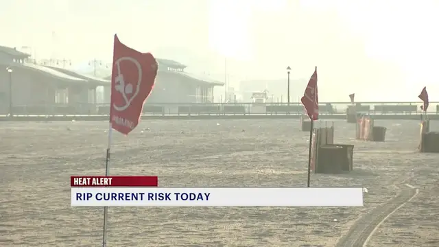 Video thumbnail for Dangerous heat, high rip current risk bring double warning to NYC beaches