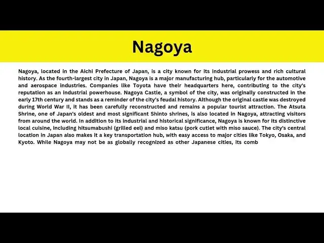 Video thumbnail for Short Paragraph on Nagoya