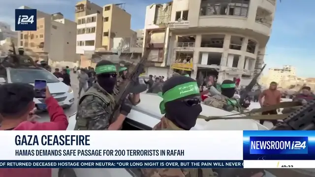 'Video thumbnail for Gaza ceasefire: Hamas demands safe passage for 200 terrorsts in Rafah'