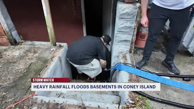 Video thumbnail for Heavy rainfall floods basements in Coney Island