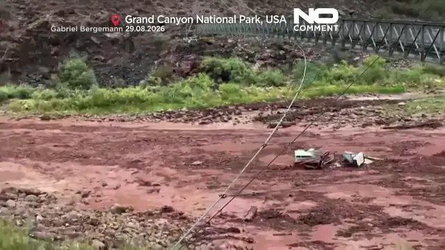 Video thumbnail for Flash flood hits Grand Canyon’s Phantom Ranch, more than 20 people missing