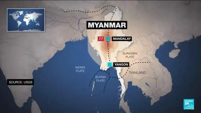 'Video thumbnail for Myanmar earthquake death toll rises to 1,644 as rescuers search for survivors'