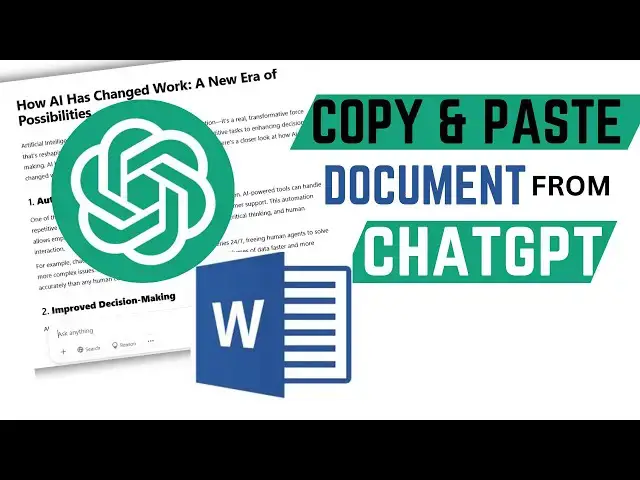 'Video thumbnail for How To Copy And Paste Content From ChatGPT To Word Document'
