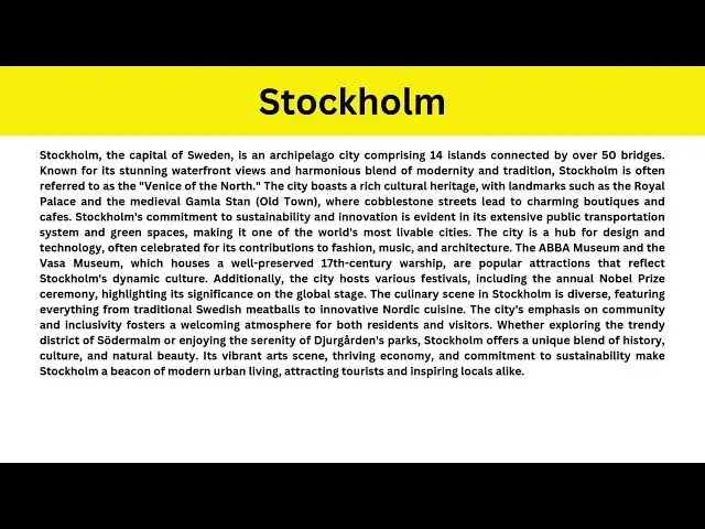 Video thumbnail for Short Paragraph on Stockholm