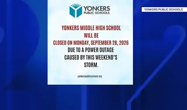 Video thumbnail for Yonkers Middle High School closed as storm-related power outage continues