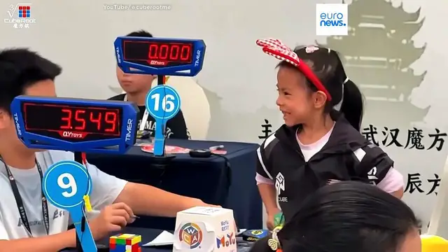 Video thumbnail for Watch: Six-year-old girl breaks women’s Rubik’s Cube world record