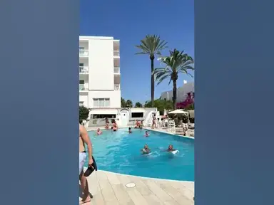 'Video thumbnail for Tourist brawls and launch stools at each other in Ibiza swimming pool'